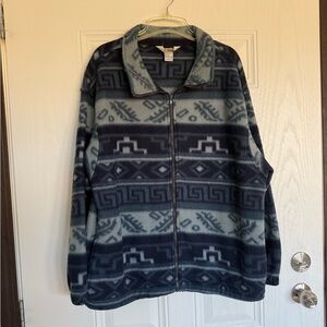 Haband blue striped fleece zip jacket Aztec southwestern - L